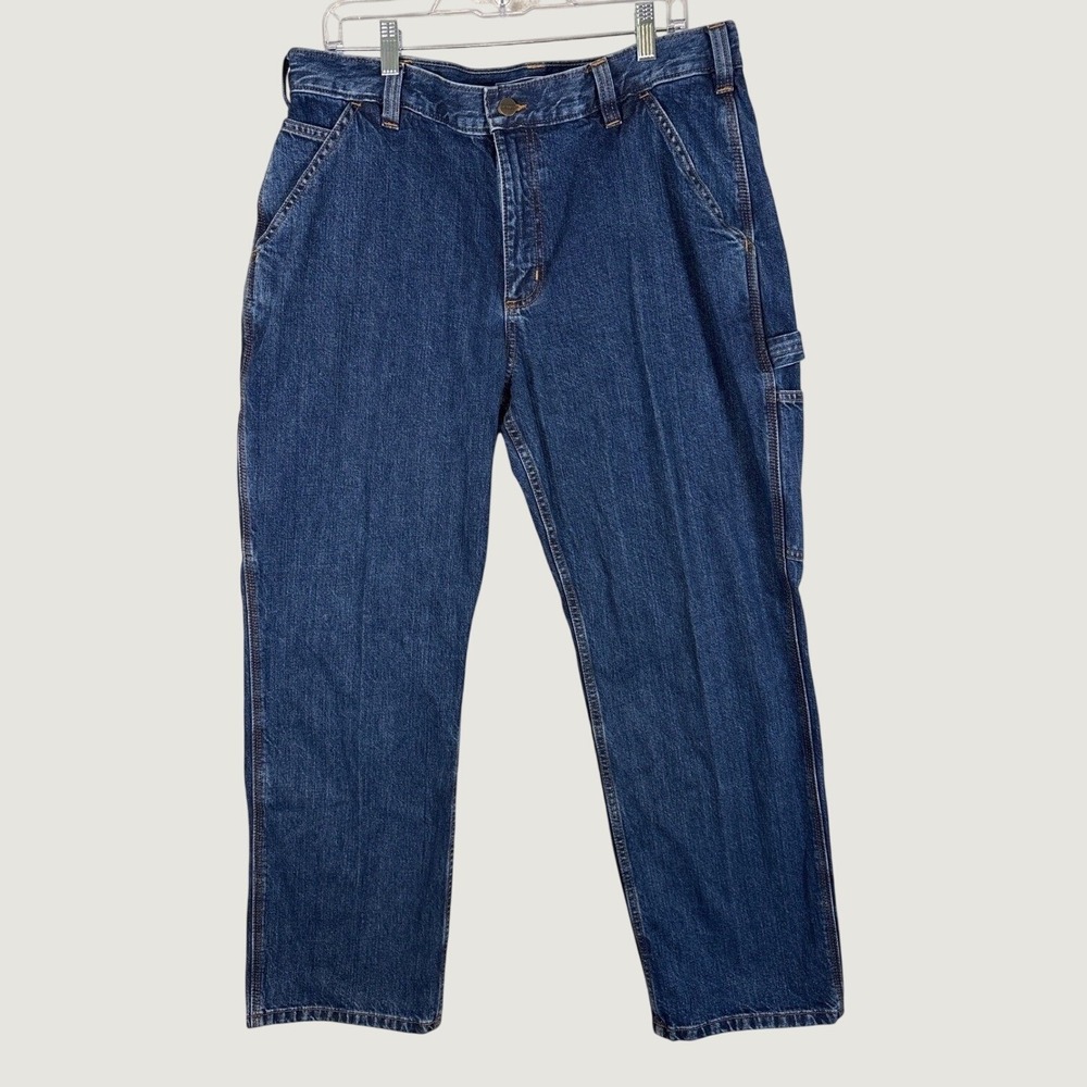 Carhartt Loose Fit Carpenter Jeans Mens 36x30 Dark Wash Blue Denim BD4941-M
